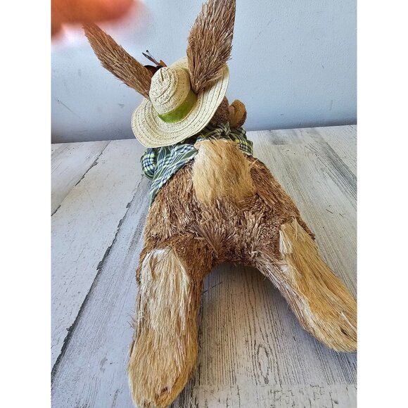 Vintage Pier 1 sisal bottle brush rabbit bunny Easter plaid spring decor butterf - Picture 5 of 9